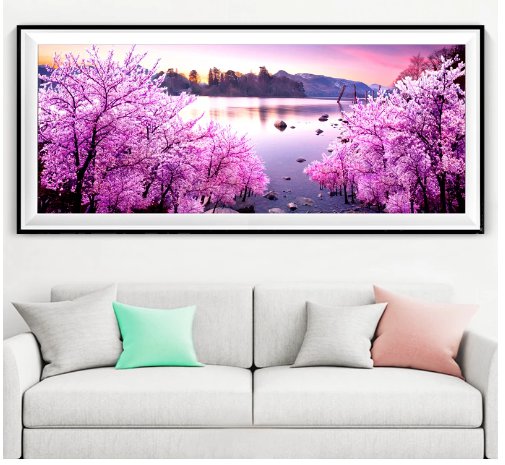 Diamantové vyšívání Obrazy s kamínků KAMÍNKY JSOU PO CELÉ PLOŠE jezero > 20x50cm
