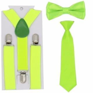 Kšandy šle + motýlek + kravata DĚTSKÉ 2,5cm široké set = 3ks > varianta fluo