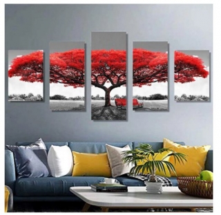 Kamínkové vyšívání Obrázek s kamínků Vyšívací sada s kamínky diamantové vyšívání červený strom > 90x45cm