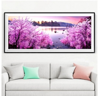 Kamínkové vyšívání obraz z kamínků Vyšívací sada diamantové vyšívání KAMÍNKY JSOU PO CELÉ PLOŠE jezero- > 20x50cm