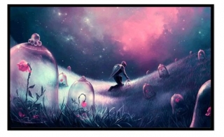 Kamínkové vyšívání obraz z kamínků Vyšívací sada diamantové vyšívání KAMÍNKY JSOU PO CELÉ PLOŠE noční růže > 25x15cm