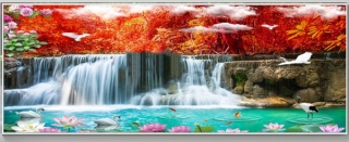 Kamínkové vyšívání obraz z kamínků Vyšívací sada diamantové vyšívání KAMÍNKY JSOU PO CELÉ PLOŠE vodopád > 20x60cm