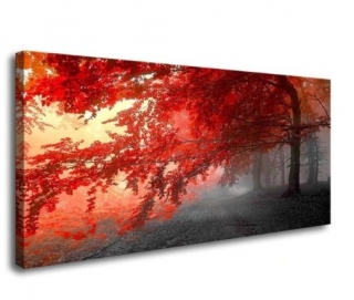 Kamínkové vyšívání obraz z kamínků Vyšívací sada diamantové vyšívání KAMÍNKY JSOU PO CELÉ PLOŠE červená alej > 20x60cm
