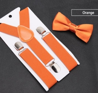 Kšandy šle DĚTSKÉ s motýlkem set > varianta oranžová