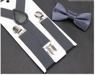 Kšandy šle DĚTSKÉ s motýlkem set > varianta Šedá tmavě