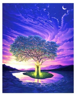 Vyšívací sada diamantové vyšívání KAMÍNKY JSOU PO CELÉ PLOŠE strom > 15x25cm