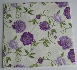 Ubrousek fialová růže ubrousek na decoupage