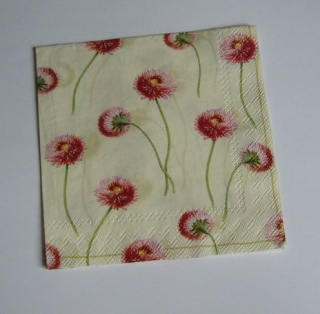 Ubrousek sedmikrásky červené ubrousek na decoupage