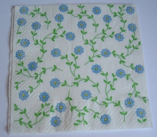 Ubrousek drobná kvítka modrá ubrousek na decoupage