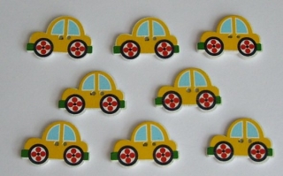 Knoflík autíčko 1Ks knoflík auto dřevěný žlutý