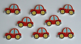 Knoflík autíčko 1Ks knoflík auto dřevěné červené