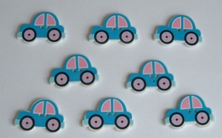 Knoflík autíčko 1Ks knoflík auto dřevěné modré