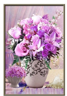 Diamantové vyšívání Obrazy s kamínků KAMÍNKY JSOU PO CELÉ PLOŠE kytice > 15x25cm