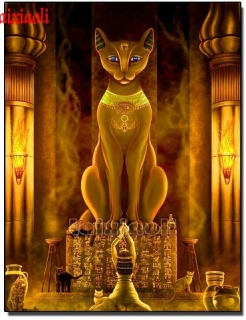 Diamantové vyšívání Obrazy s kamínků KAMÍNKY JSOU PO CELÉ PLOŠE Egypt kočka > 20x25cm