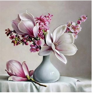 Diamantové vyšívání Obrazy s kamínků KAMÍNKY JSOU PO CELÉ PLOŠE orchidej květina > 20x20cm