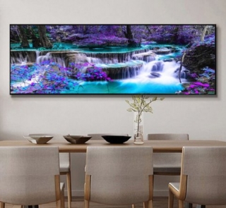 Diamantové vyšívání Obrazy s kamínků KAMÍNKY JSOU PO CELÉ PLOŠE vodopád > 20x60cm