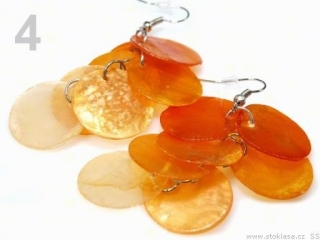 Náušnice perleťové placičky PEARL DREAM oranžová