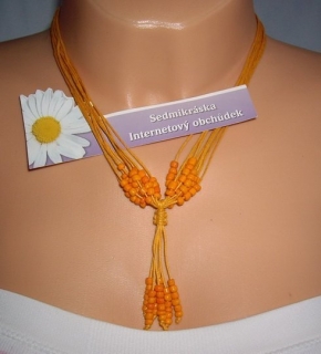 Náhrdelník Bižuterie - Korálky na krk - oranžová