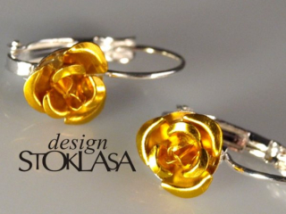 Náušnice s kovovou růžičkou DESIGN STOKLASA > varianta zlatá
