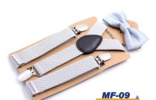 Kšandy šle DĚTSKÉ + motýlek puntík i na motýlku MOTÝLEK JE MODRÝ > varianta Šedá