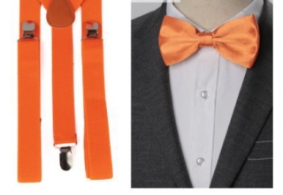 Kšandy šle s motýlkem 2,5cm x 100cm kšandy Pánské Dámské oranžová