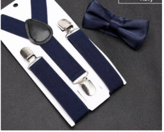 Kšandy šle DĚTSKÉ s motýlkem set > varianta Modrá námořní tmavá