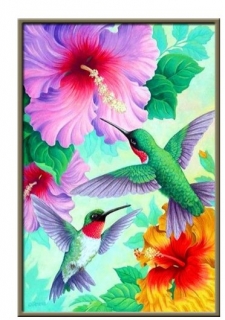 Diamantové vyšívání Obrazy s kamínků KAMÍNKY JSOU PO CELÉ PLOŠE ptáčkové > 20x30cm