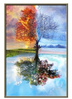 Kamínkové vyšívání obraz z kamínků Vyšívací sada diamantové vyšívání KAMÍNKY JSOU PO CELÉ PLOŠE strom > 15x25cm