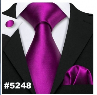 Kravata + kapesníček + manžetové knoflíčky 1 pár souprava pro muže 5248