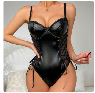 Sexy body černé v předu vzhled kůže