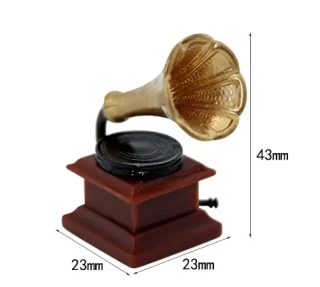Gramofon retro na kliku s troubou miniatura 