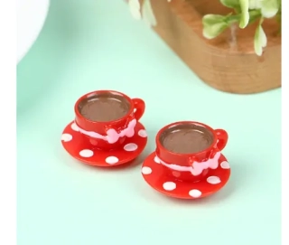 Hrneček červený puntík miniatura 1ks