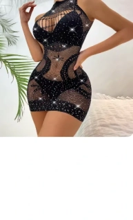 Sexy dirkaté šaty - tričko elastické s kamínky