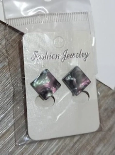 Náušnice klipsy čtverečky měnivé 
