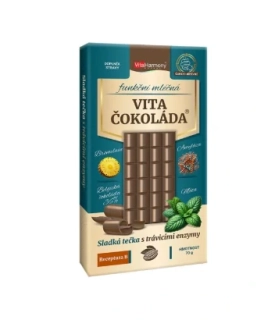 Funkční VitaČokoláda® - Receptura B - (bromelain, amyláza, máta) - mléčná, 70g