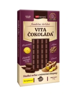 Funkční VitaČokoláda® - Receptura C - (bromelain, kmín, zázvor) - hořká, 70g