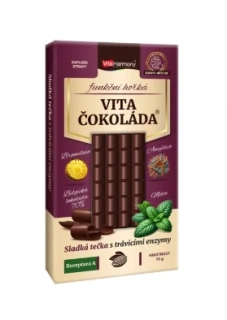 Funkční VitaČokoláda® - Receptura A - (bromelain, amyláza, máta) - hořká, 70g