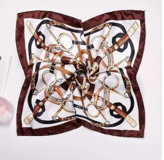 Šátek šáteček letuška 50x50cm hnědý