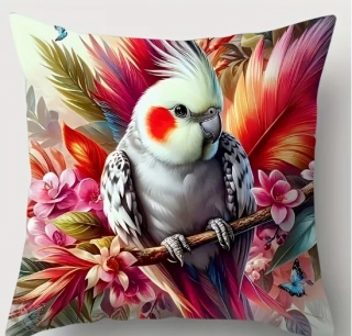Povlak na polštář korela korelka papoušek 45 x 45 cm