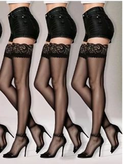 Punčochy s krajkou samodržící Sexy punčochy s krajkou černé 1 PÁR 