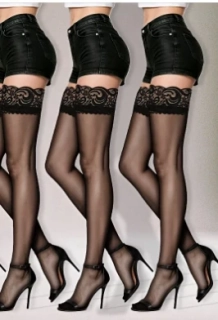 Punčochy s krajkou samodržící Sexy punčochy s krajkou černé 1 PÁR 