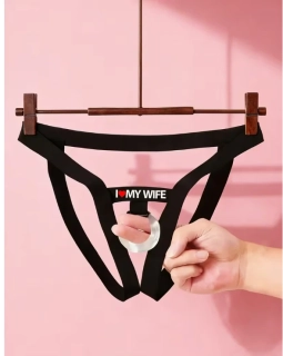 Tanga pánské sexy prádlo pro muže černé s kolečkem