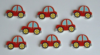Knoflík autíčko 1Ks knoflík auto dřevěné červené