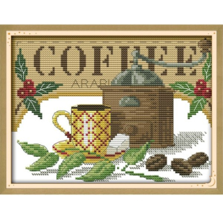 Křížkové vyšívání Vyšívací sada káva Cofee kafíčko