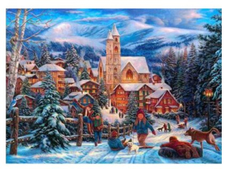 Diamantové vyšívání Obrazy s kamínků KAMÍNKY JSOU PO CELÉ PLOŠE zima - 25x20cm > 25x20cm