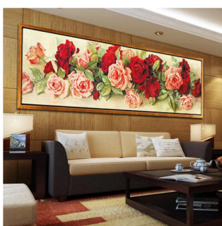 Diamantové vyšívání Obraz s kamínků KAMÍNKY NEJSOU PO CELÉ PLOŠE růže > 28x70cm