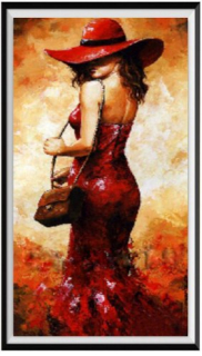 Diamantové vyšívání Obraz s kamínků KAMÍNKY NEJSOU PO CELÉ PLOŠE madam > 30x58cm