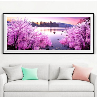 Diamantové vyšívání Obrazy s kamínků KAMÍNKY JSOU PO CELÉ PLOŠE jezero > 20x50cm