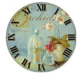 Diamantové vyšívání motiv hodiny KAMÍNKY JSOU PO CELÉ PLOŠE provans > 20x20cm