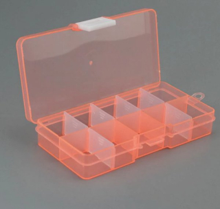Box 10 přihrádek praktické na korálky léky a drobnosti Box Box 10 přihrádek světle oranžová